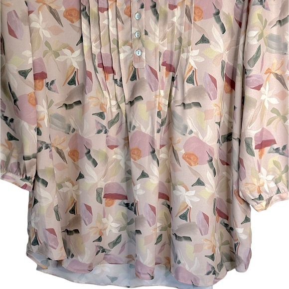 Harper & Joy Stylogic Subscription Box Blouse Cream Pink Floral Size 1X‎ NWT - Picture 3 of 9